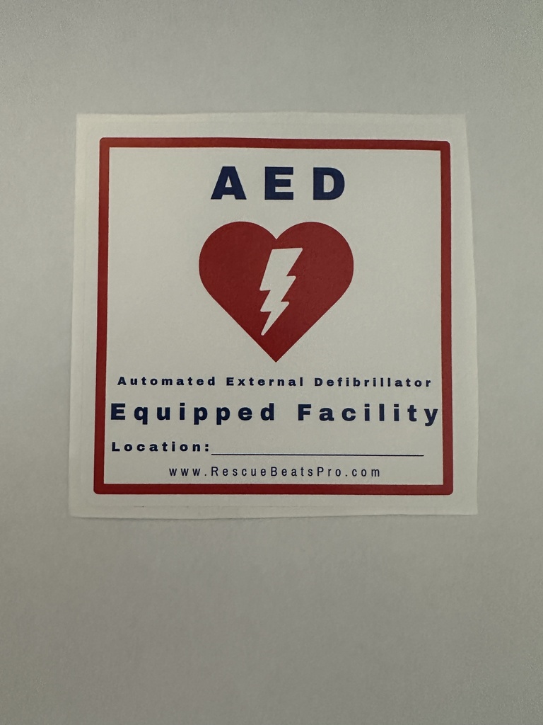 "AED Equipped Facility" Durable Window Decals