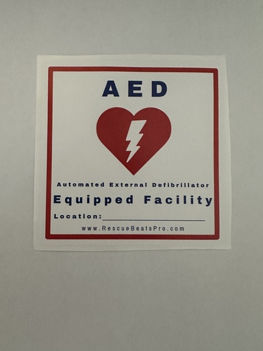 "AED Equipped Facility" Durable Window Decals